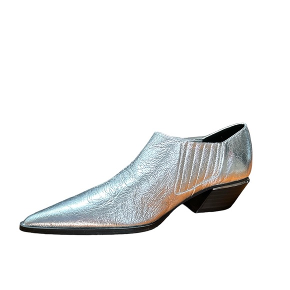Calvin Klein New Silver Booties Cowboy Boots Western Women Size 6.5M Pointed Toe - Picture 10 of 11